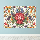 見事な洗練された赤い花と繊細な花 キャンバスプリント (インサイチュ (ウッドフロア))