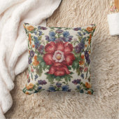 見事な洗練された赤い花と繊細な花 クッション (ブランケット)