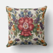 見事な洗練された赤い花と繊細な花 クッション (裏面)