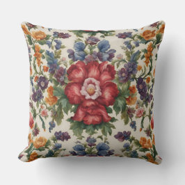 見事な洗練された赤い花と繊細な花 クッション