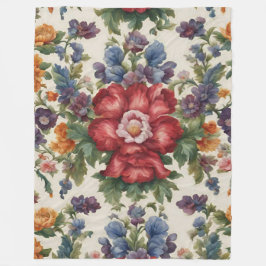 見事な洗練された赤い花と繊細な花 フリースブランケット