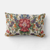 見事な洗練された赤い花と繊細な花 ランバークッション (裏面)