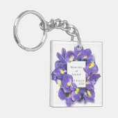 見事な紫色のアイリス 水彩花の感謝 キーホルダー (正面左)