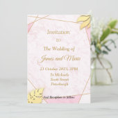 見事な結婚式の招待状、ピンクの大理石模様 招待状 (スタンド正面)