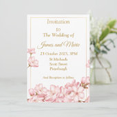 見事な結婚式の招待状、ピンクの花びら 招待状 (スタンド正面)