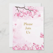 見事な結婚式招待状、ピンクの花 招待状 (裏面)