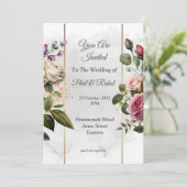見事な結婚式招待状、ピンク/白の花 招待状 (スタンド正面)