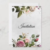 見事な結婚式招待状、ピンク/白の花 招待状 (裏面)