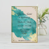 見事な結婚式招待状, 緑, 金 招待状 (スタンド正面)