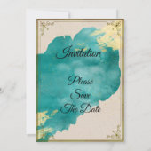 見事な結婚式招待状, 緑, 金 招待状 (裏面)