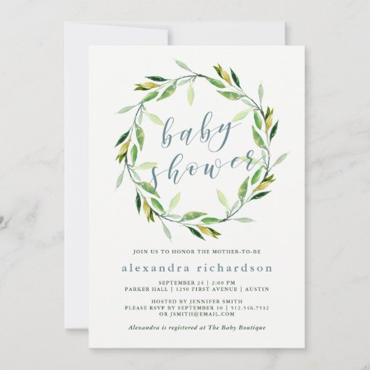 見事な緑の草木は|のベビーシャワーの招待状を包みます 招待状 (正面)