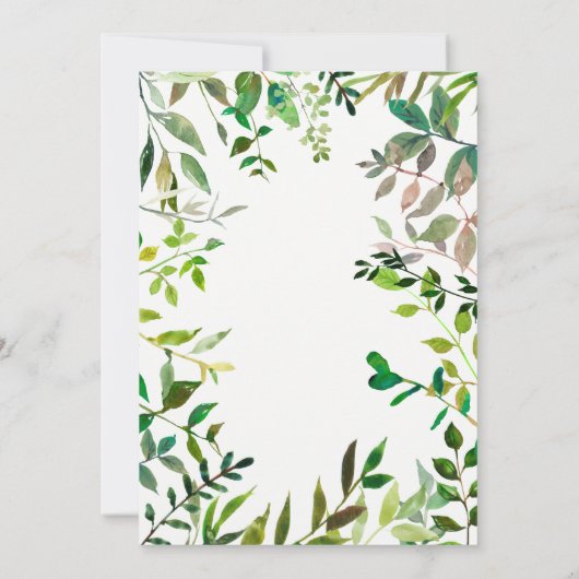 見事な緑の草木は|のベビーシャワーの招待状を包みます 招待状 (裏面)