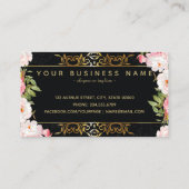 見事な花柄ダマスクゴールドリップ メイクアップアーティスト 名刺 (裏面)