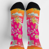 見事な虹色の花の開花 女性用 ソックス (上部)