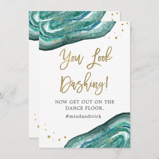 見事な装い | テアルのジオードとゴールドの結婚式 招待状 (正面/裏面)