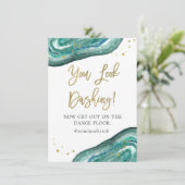 見事な装い | テアルのジオードとゴールドの結婚式 招待状 (スタンド正面)