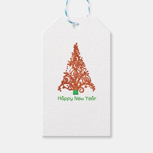 見事な赤い輝きを放つクリスマスツリー ギフトタグ (正面)