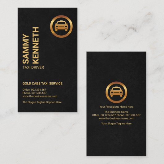 見事な黒の金ゴールドタグランジクシーのロゴタクシー運転手 名刺 (正面/裏面)