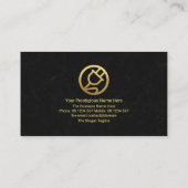 見事な黒大理石テクスチャ金ゴールド電源プラグ  名刺 (裏面)