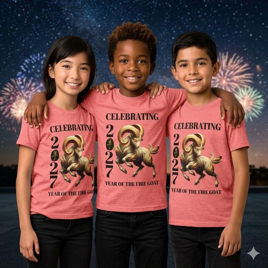 見事な2027年中国の干支、火の羊 トライブレンドTシャツ