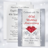 見事な40周年ルビー結婚記念日の招待状 招待状