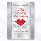 見事な40周年ルビー結婚記念日の招待状 招待状
