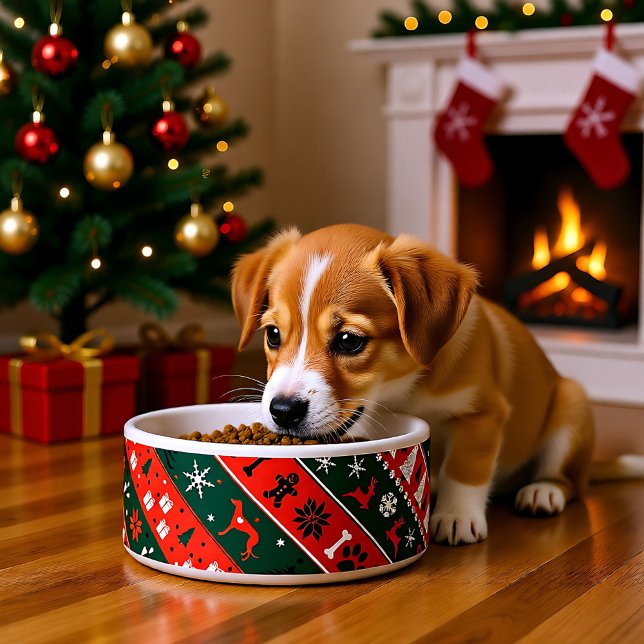 見事な 💚❤️クリスマス diagonal パターン ボウル (Stunning 💚❤️Xmas diagonal pattern Bowl)