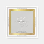 見事に細モノグラムのかい結婚披露宴 スタンダードカクテルナプキン (正面)