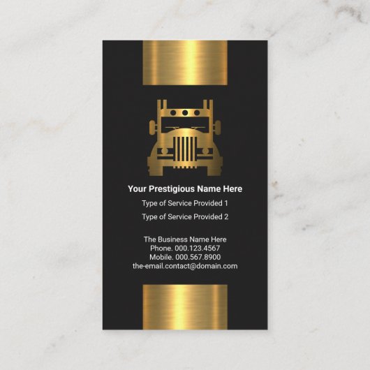 見事スタイリッシュな輝く金箔トラック運転手 名刺 (裏面)