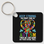 見保つめて見れば自閉症の意識が治るかもしれない キーホルダー (正面)
