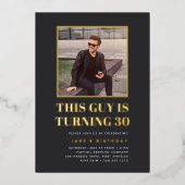 見出し30th誕生日パーティー写真 箔招待状 (正面)