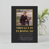 見出し30th誕生日パーティー写真 箔招待状 (立ち正面)