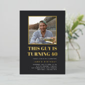 見出し40th誕生日パーティー写真 箔招待状 (立ち正面)