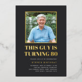 見出し80th誕生日パーティーの写真 箔招待状 (正面)