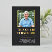 見出し80th誕生日パーティーの写真 箔招待状 (立ち正面)