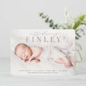 見出エレガントし |写真の誕生のお知らせ 案内状 (スタンド正面)