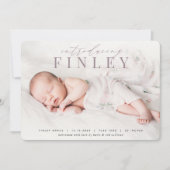 見出エレガントし |写真の誕生のお知らせ 案内状 (正面)