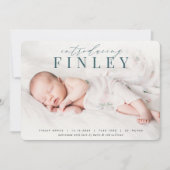 見出エレガントし |写真の誕生のお知らせ 案内状 (正面)