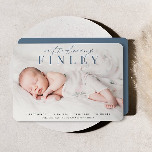 見出エレガントし |写真の誕生のお知らせ 案内状