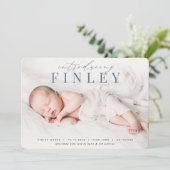 見出エレガントし |写真の誕生のお知らせ 案内状 (スタンド正面)