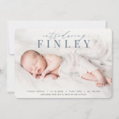 見出エレガントし |写真の誕生のお知らせ 案内状 (正面)