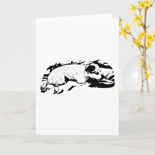 見守る子犬からのあたたかな願い カード (黄色い花)