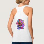 見感じスカルと花 | Day of the Dead タンクトップ (裏面)