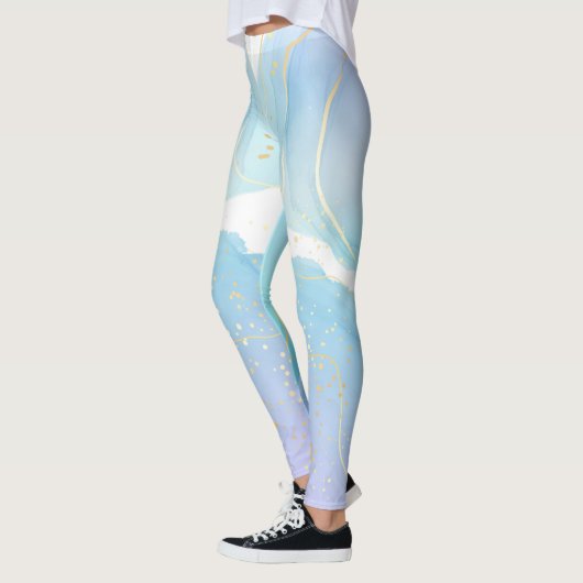 見最高のた目の水色のレギンス鮮やか レギンス (左)