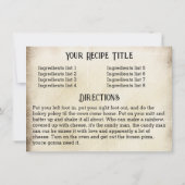 見瀬園プレースフード準備料理ディナーレシピカード 招待状 (裏面)