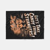 見知らぬ人からキャンディをヴィンテージハロウィン フリースブランケット (正面(横))