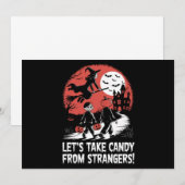 見知らぬ人からキャンディを取る ハロウィンのユーモア 招待状 (正面/裏面)