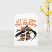 見知らぬ人からキャンディを取ろう面白いハロウィンボー カード (黄色い花)
