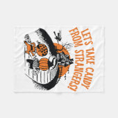 見知らぬ人からキャンディを取ろう面白いハロウィンボー フリースブランケット (正面(横))