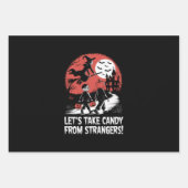 見知らぬ人からキャンディを奪う面白いハロウィン ラッピングペーパーシート (正面)